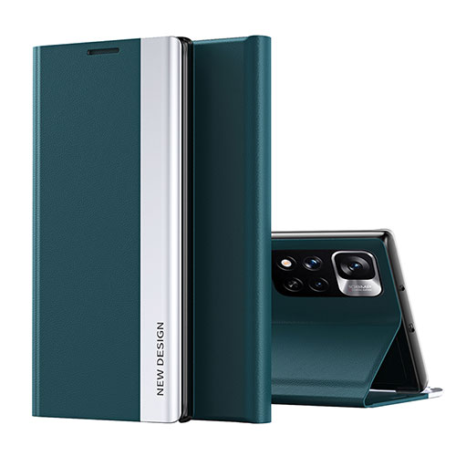 Leather Case Stands Flip Cover Holder Q01H for Xiaomi Mi 11i 5G (2022) Green