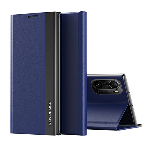 Leather Case Stands Flip Cover Holder Q01H for Xiaomi Mi 11i 5G Blue