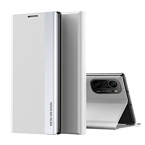 Leather Case Stands Flip Cover Holder Q01H for Xiaomi Mi 11X 5G Silver