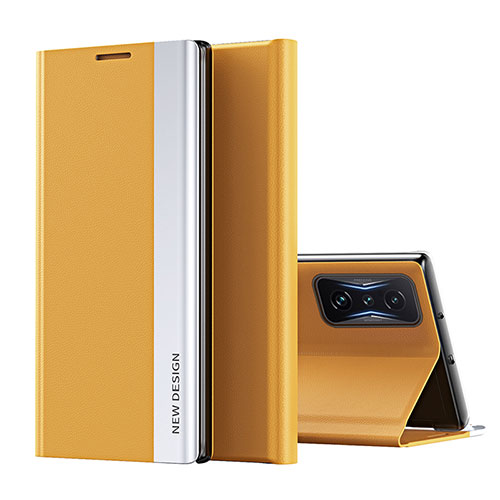 Leather Case Stands Flip Cover Holder Q01H for Xiaomi Poco F4 GT 5G Yellow