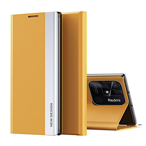 Leather Case Stands Flip Cover Holder Q01H for Xiaomi Redmi 10 Power Yellow