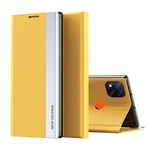 Leather Case Stands Flip Cover Holder Q01H for Xiaomi Redmi 9 Activ Yellow