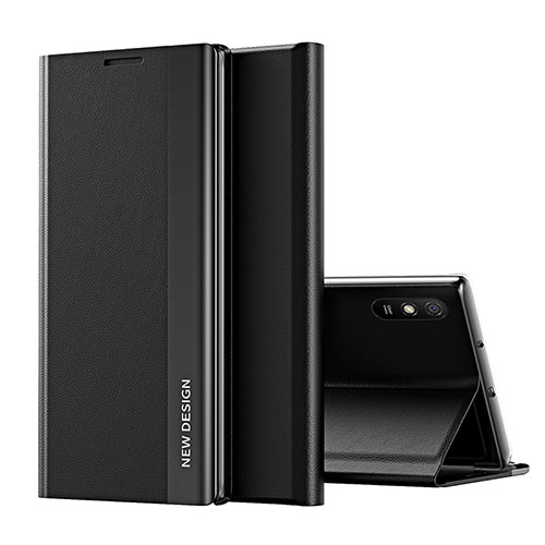 Leather Case Stands Flip Cover Holder Q01H for Xiaomi Redmi 9A Black