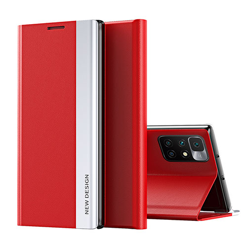 Leather Case Stands Flip Cover Holder Q01H for Xiaomi Redmi Note 11 4G (2021) Red