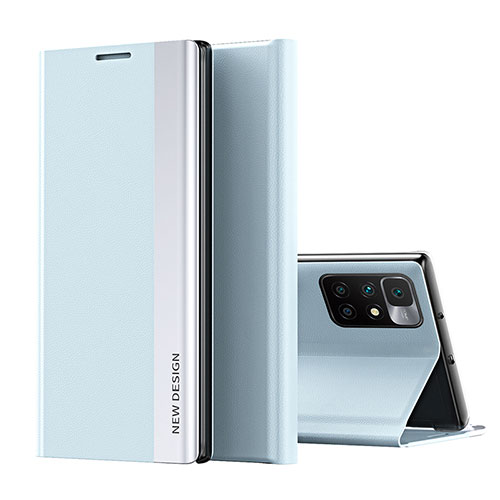 Leather Case Stands Flip Cover Holder Q01H for Xiaomi Redmi Note 11 4G (2021) Sky Blue