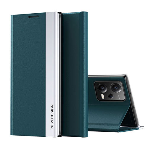 Leather Case Stands Flip Cover Holder Q01H for Xiaomi Redmi Note 12 5G Green