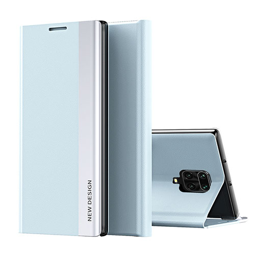 Leather Case Stands Flip Cover Holder Q01H for Xiaomi Redmi Note 9S Sky Blue