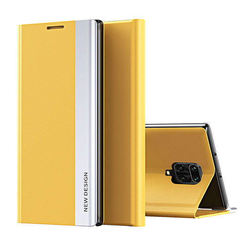 Leather Case Stands Flip Cover Holder Q01H for Xiaomi Redmi Note 9S Yellow