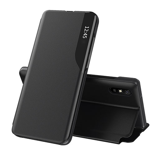 Leather Case Stands Flip Cover Holder Q02H for Xiaomi Redmi 9i Black
