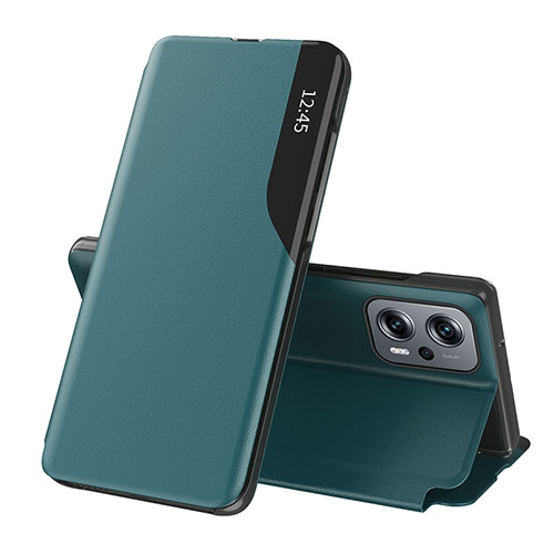 Leather Case Stands Flip Cover Holder Q02H for Xiaomi Redmi Note 12T Pro 5G Green