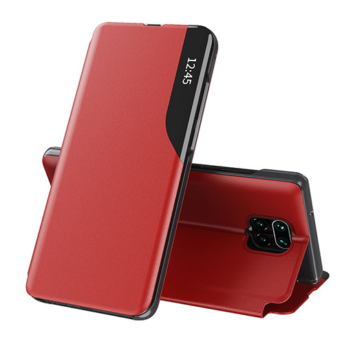 Leather Case Stands Flip Cover Holder Q02H for Xiaomi Redmi Note 9S Red