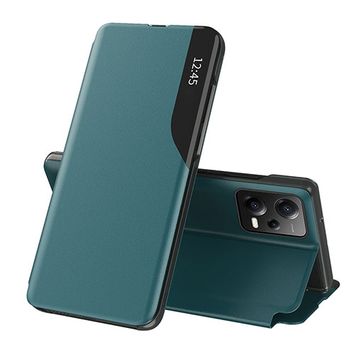 Leather Case Stands Flip Cover Holder Q03H for Xiaomi Redmi Note 12 5G Green