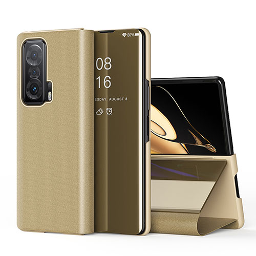 Leather Case Stands Flip Cover Holder QH1 for Huawei Honor Magic V 5G Gold