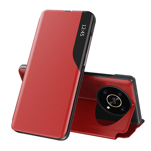 Leather Case Stands Flip Cover Holder QH1 for Huawei Honor X9 5G Red