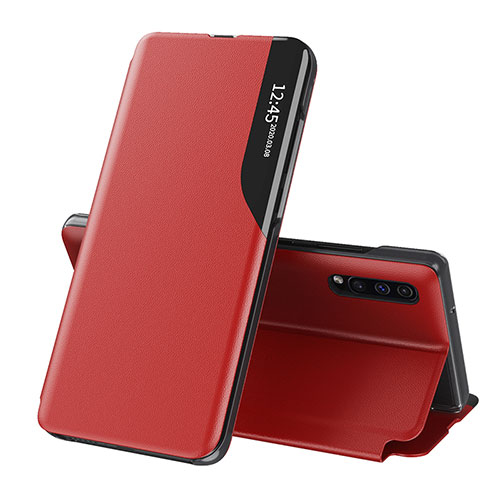 Leather Case Stands Flip Cover Holder QH1 for Samsung Galaxy A50 Red