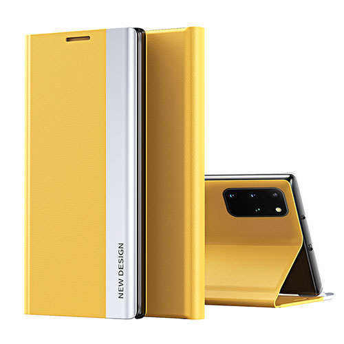 Leather Case Stands Flip Cover Holder QH1 for Samsung Galaxy A53 5G Yellow