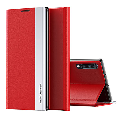 Leather Case Stands Flip Cover Holder QH1 for Samsung Galaxy A70 Red