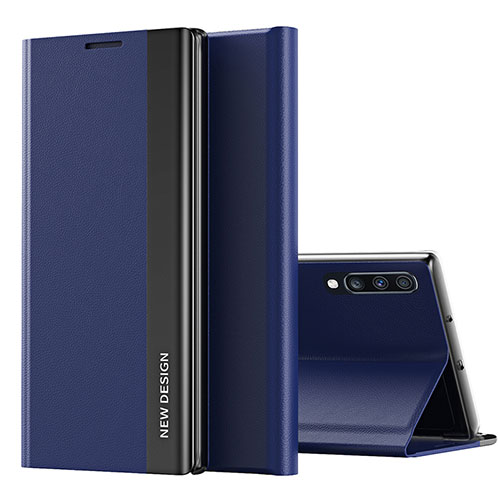 Leather Case Stands Flip Cover Holder QH1 for Samsung Galaxy A70S Blue