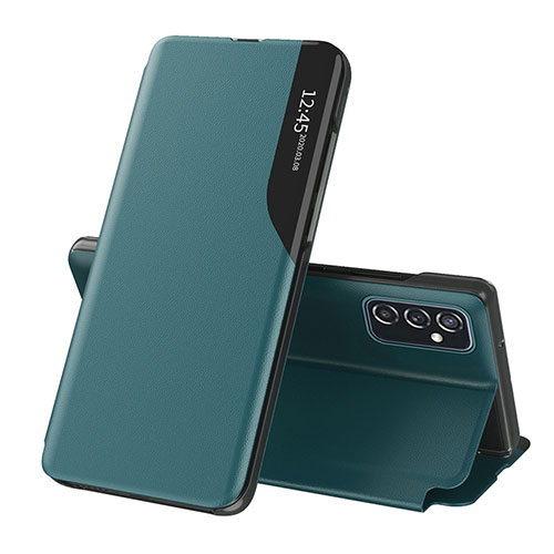 Leather Case Stands Flip Cover Holder QH1 for Samsung Galaxy M23 5G Green