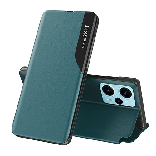 Leather Case Stands Flip Cover Holder QH1 for Xiaomi Poco F5 5G Green