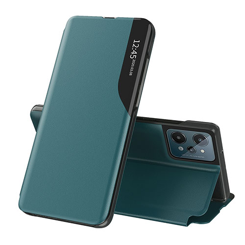 Leather Case Stands Flip Cover Holder QH2 for Realme C31 Green