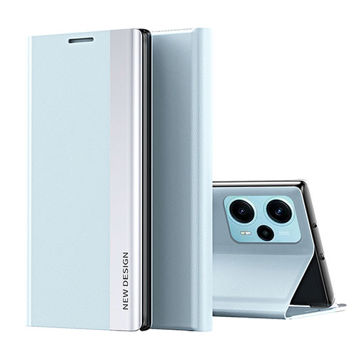 Leather Case Stands Flip Cover Holder QH2 for Xiaomi Redmi Note 12 Turbo 5G Sky Blue