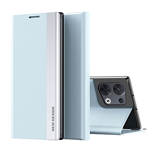 Leather Case Stands Flip Cover Holder QH2 for Xiaomi Redmi Note 13 5G Sky Blue