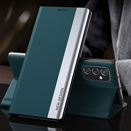 Leather Case Stands Flip Cover Holder QH4 for Samsung Galaxy F23 5G Green