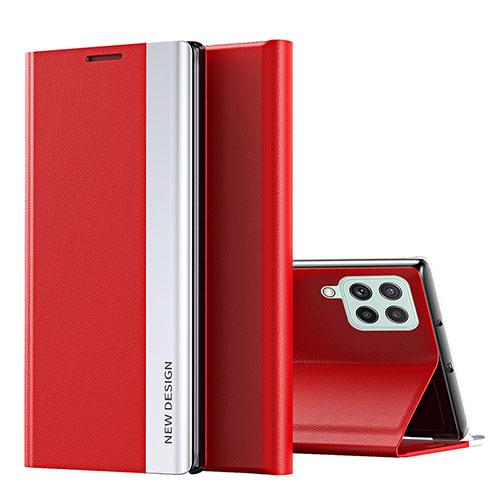 Leather Case Stands Flip Cover Holder QH4 for Samsung Galaxy M33 5G Red