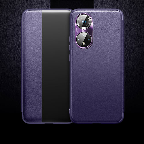 Leather Case Stands Flip Cover Holder QK1 for Huawei Nova 9 Pro Purple