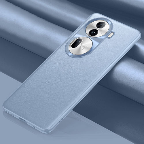 Leather Case Stands Flip Cover Holder QK1 for Oppo Reno11 Pro 5G Sky Blue