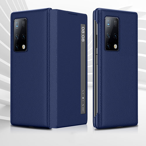 Leather Case Stands Flip Cover Holder QK2 for Huawei Mate X2 Blue