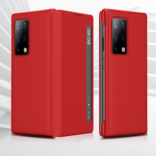 Leather Case Stands Flip Cover Holder QK2 for Huawei Mate X2 Red