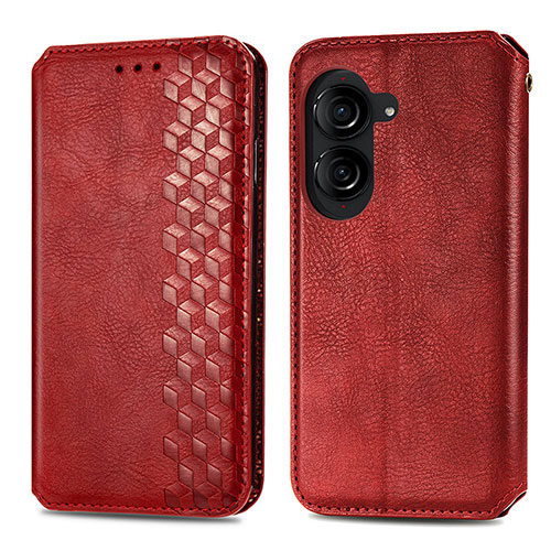 Leather Case Stands Flip Cover Holder S01D for Asus ZenFone 10 Red