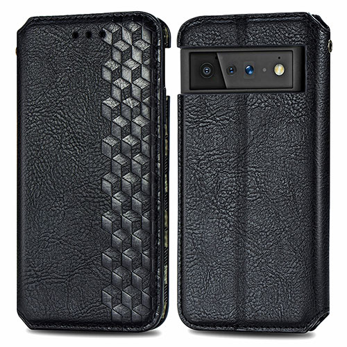 Leather Case Stands Flip Cover Holder S01D for Google Pixel 6 Pro 5G Black