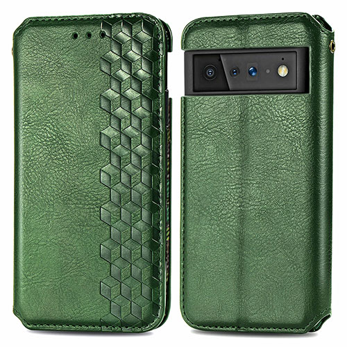 Leather Case Stands Flip Cover Holder S01D for Google Pixel 6 Pro 5G Green
