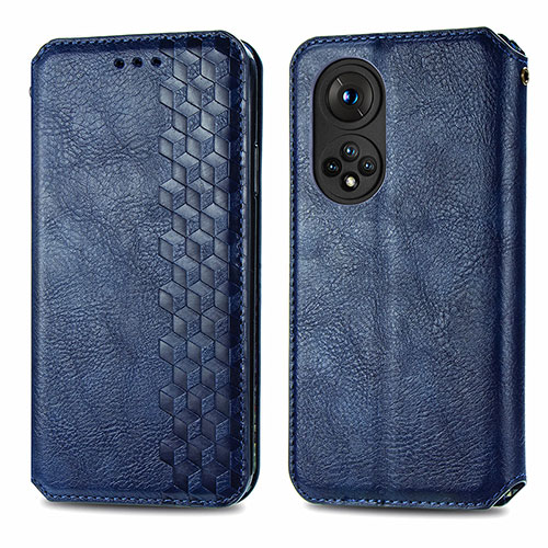 Leather Case Stands Flip Cover Holder S01D for Huawei Honor 50 Pro 5G Blue