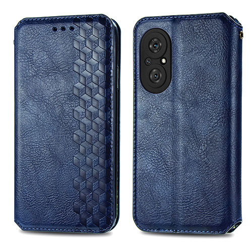 Leather Case Stands Flip Cover Holder S01D for Huawei Honor 50 SE 5G Blue