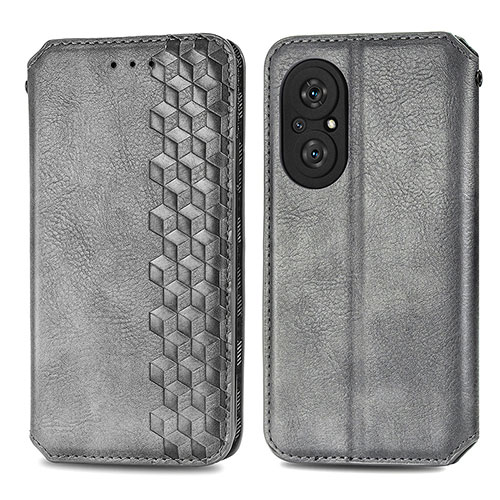 Leather Case Stands Flip Cover Holder S01D for Huawei Honor 50 SE 5G Gray