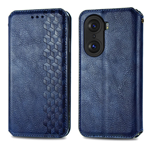 Leather Case Stands Flip Cover Holder S01D for Huawei Honor 60 5G Blue