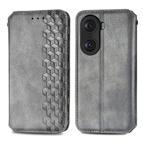 Leather Case Stands Flip Cover Holder S01D for Huawei Honor 60 5G Gray