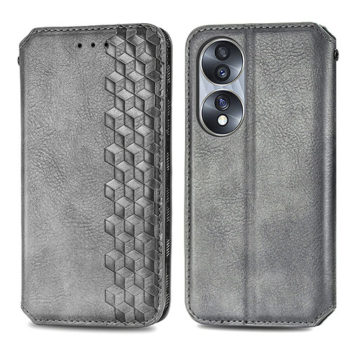 Leather Case Stands Flip Cover Holder S01D for Huawei Honor 70 5G Gray