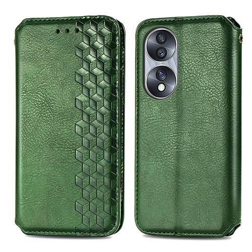 Leather Case Stands Flip Cover Holder S01D for Huawei Honor 70 5G Green