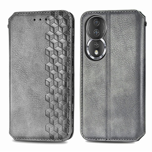 Leather Case Stands Flip Cover Holder S01D for Huawei Honor 80 5G Gray