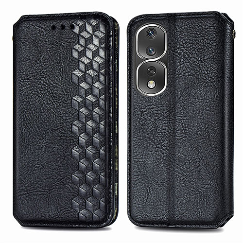 Leather Case Stands Flip Cover Holder S01D for Huawei Honor 80 Pro Flat 5G Black