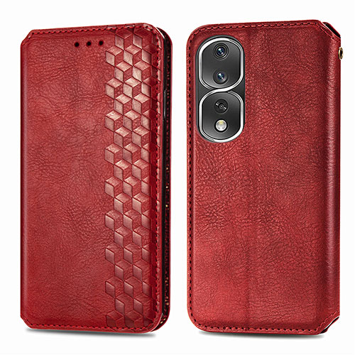 Leather Case Stands Flip Cover Holder S01D for Huawei Honor 80 Pro Flat 5G Red