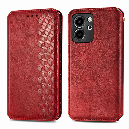 Leather Case Stands Flip Cover Holder S01D for Huawei Honor 80 SE 5G Red