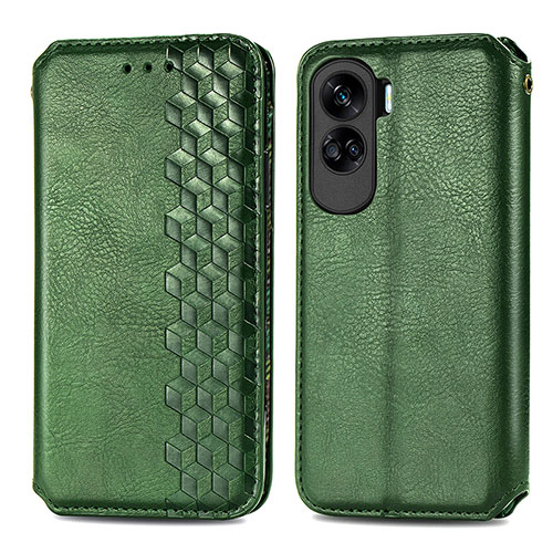 Leather Case Stands Flip Cover Holder S01D for Huawei Honor 90 Lite 5G Green