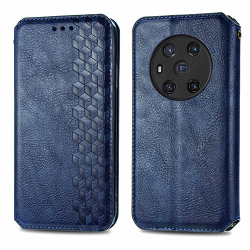 Leather Case Stands Flip Cover Holder S01D for Huawei Honor Magic3 5G Blue