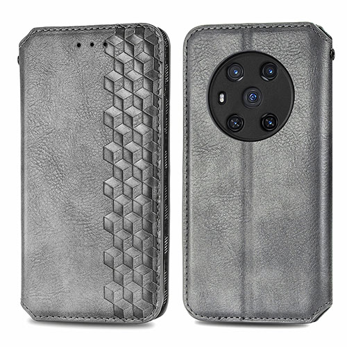 Leather Case Stands Flip Cover Holder S01D for Huawei Honor Magic3 5G Gray